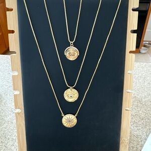Elegant Gold plated Pendant Necklace Set - evil eye